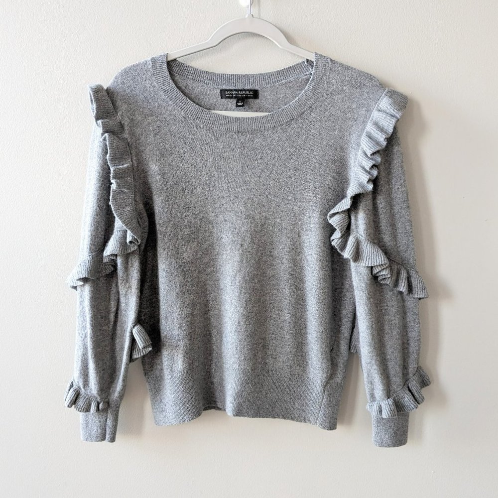 Banana Republic Italian SuperLoft Ruffle Crew Sweater - Picture 3 of 8